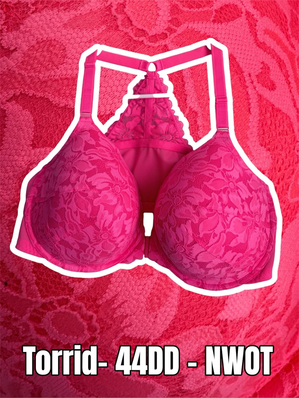 torrid Bright Hot Pink Lace Racerback Bra